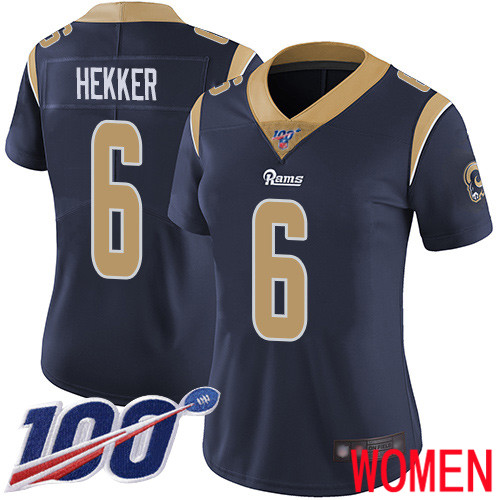 Los Angeles Rams Limited Navy Blue Women Johnny Hekker Home Jersey NFL Football #6 100th Season Vapor Untouchable->los angeles rams->NFL Jersey